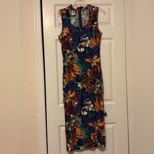 Vintage Floral Sleeveless Maxi Dress Scoopneck Size Small